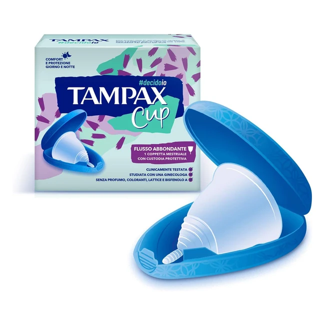 Coppetta mestruale Tampax Cup - Riutilizzabile - Flusso abbondante - Silicone medico