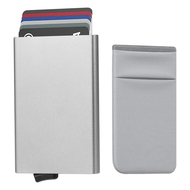 Eucomir Porta Tarjetas RFID Aluminio Automática Pop Up Cartera Minimalista Válido para 46 Tarjetas Hombre Mujer