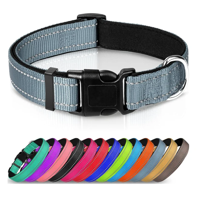 Reflective Padded Dog Collar - Joytale XS Gray - Adjustable Nylon - Safety  Com