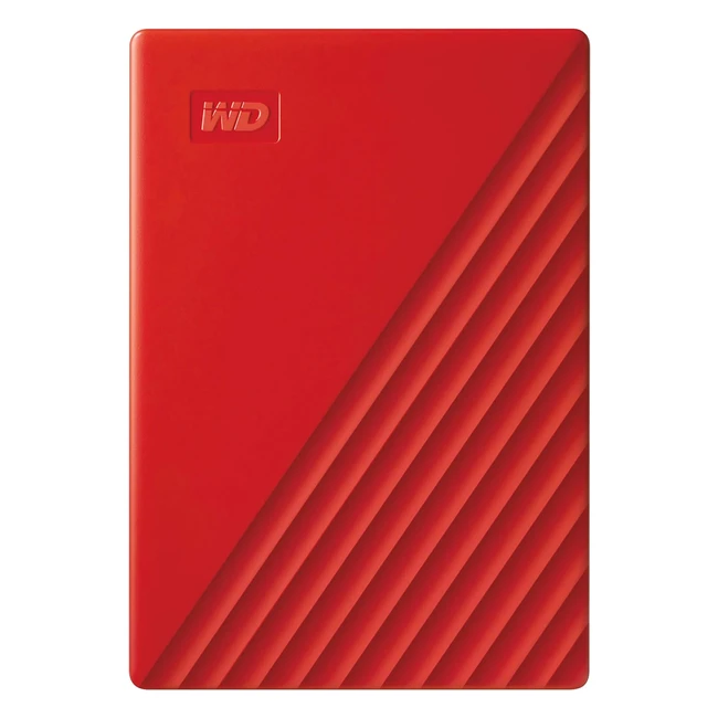 WD 4TB My Passport Portable HDD USB 3.0 - Backup, Password Protection - Red