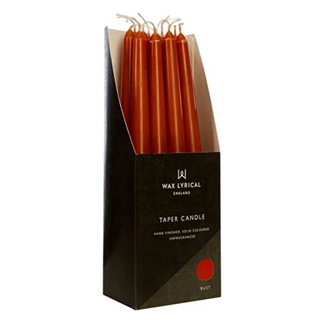 Wax Lyrical Unscented Tapered Dinner Candle Rust Box of 12 25cm - Burns up to 7 