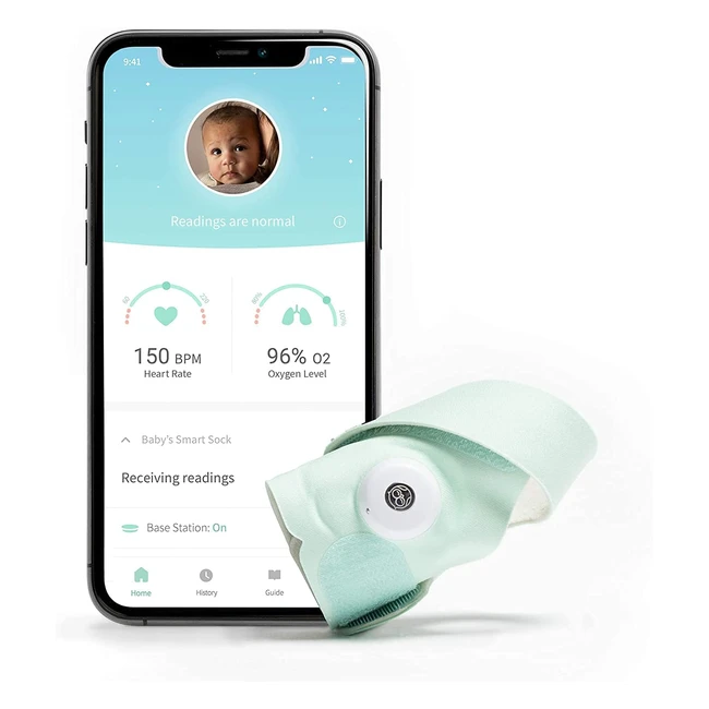 Owlet Smart Sock 3 Baby Monitor | Track Heart Rate, Oxygen, Sleep | 0-18 Months | Mint Green
