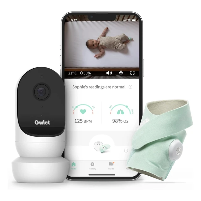 Owlet Monitor Duo Cam & Smart Sock 3 | HD Video Camera | Track Heart Rate & Oxygen | 018 Months