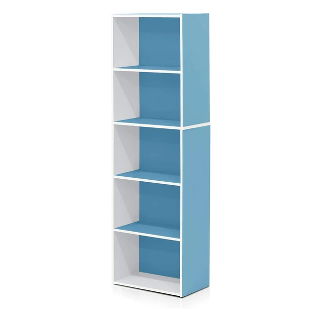 Furinno LUDER 5-Tier Reversible Color Open Shelf Bookcase - WhiteLight Blue - 1