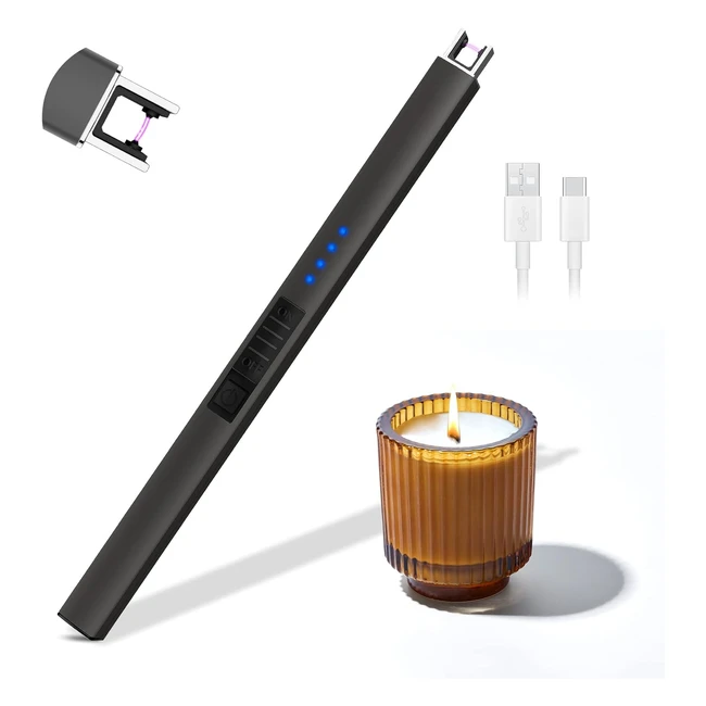 Briquet Electrique Rechargeable USB C - Arc Coupe-Vent LED - Cuisine Barbecue Ca