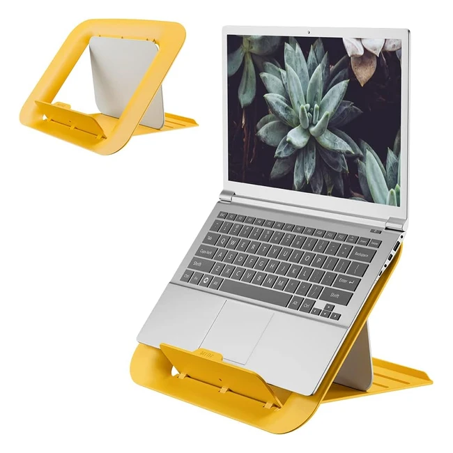 Leitz Adjustable Laptop Stand - Ergo Cosy Range - Warm Yellow - 64260019 - 4 Heights - Compact Holder