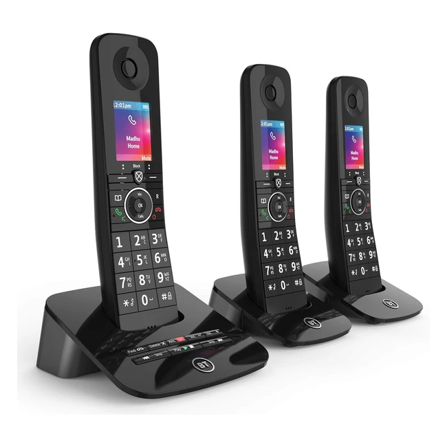 BT Premium Cordless Home Phone Trio Handset Pack - Nuisance Call Blocking - Mobile Sync - Answer Machine