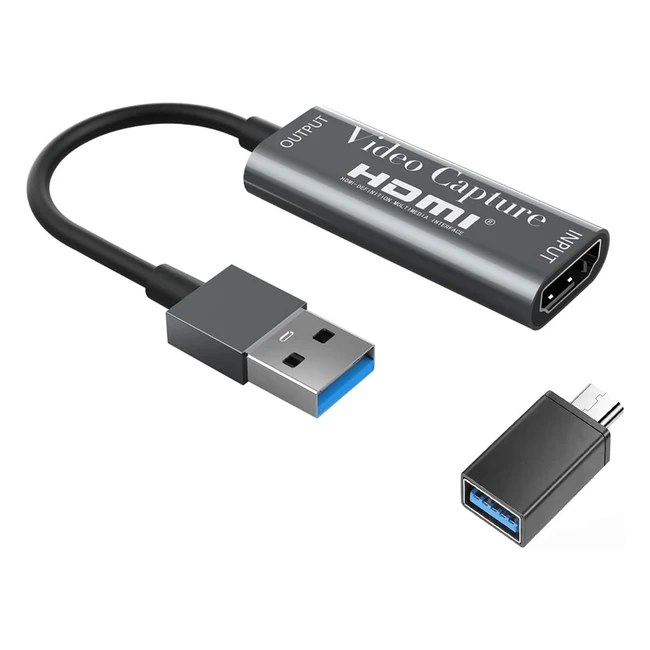 Scheda Acquisizione Video 4K HDMI USB 3.0 HD 1080p - Alta Qualità - Giocare, Streaming, Insegnamento - Grigio