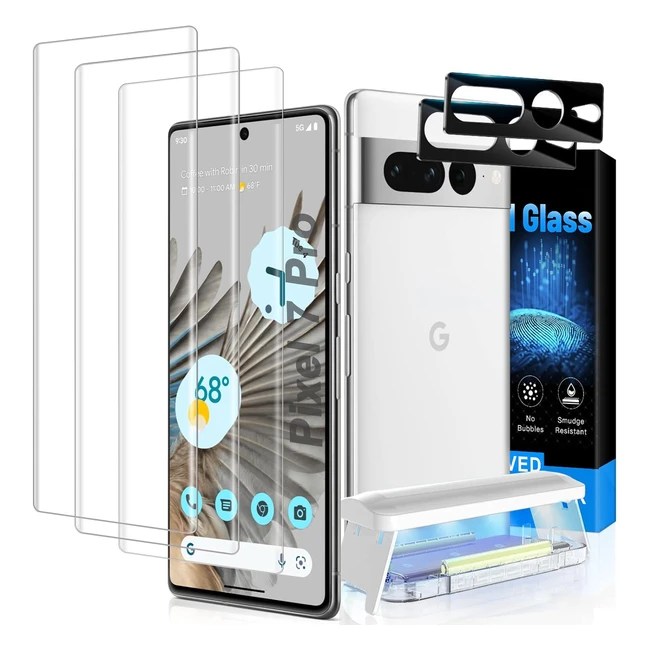 Google Pixel 7 Pro Screen Protector 32 Pack - 3D Curved Tempered Glass & Camera Lens Protector - 5G 2022