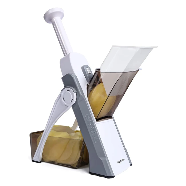 Supmakin Safest Mandoline Vegetable Slicer Chopper - 4 Cutting Modes - Slice Dice Chop Julienne - Best Kitchen Gadgets - Gray