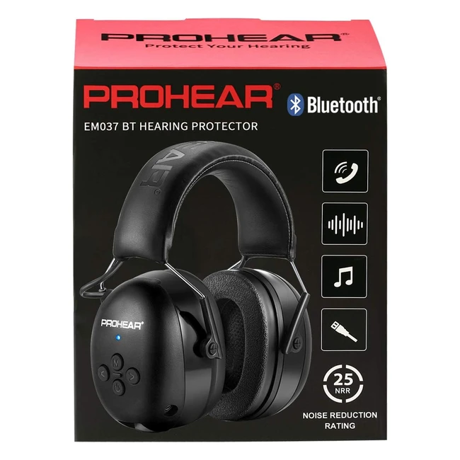 Prohear 037 Wireless Bluetooth Ear Defenders Rechargeable Handsfree Calling Headset Safety Earmuffs