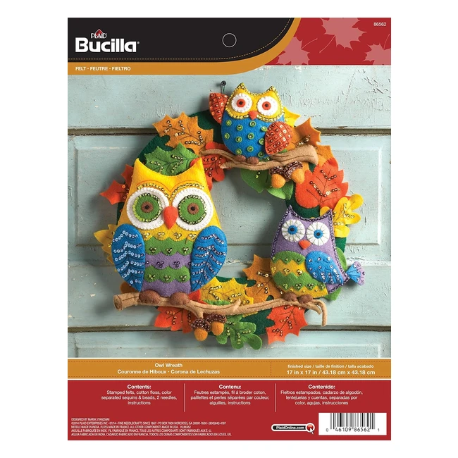 Kit couronne de hibou en feutre Bucilla - Réf. 17inch - Décoration maison