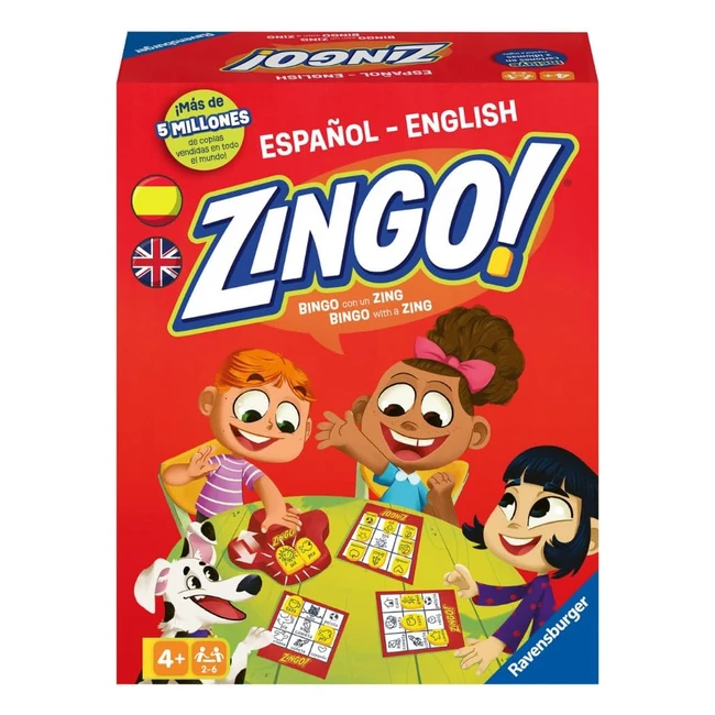 Ravensburger Zingo Juego Educativo - Aprender Inglés - Bingo - 26 Jugadores - 4 Años - Versión Español