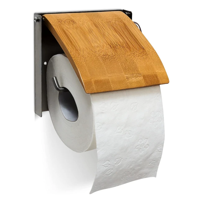 Bamboo  Stainless Steel Wall Toilet Paper Holder - Rustproof - Easy Assembly