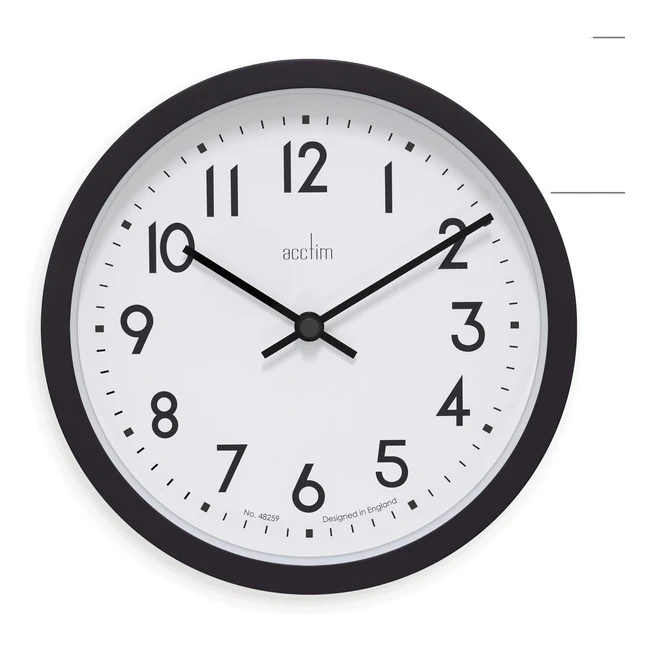 Acctim Elstow 22843 Wall Clock in Soot Black - 20cm Diameter Plastic Case