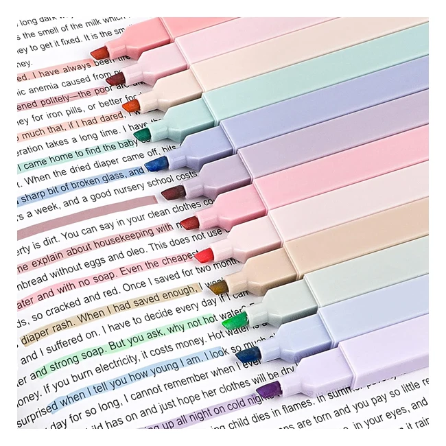 Ailvor Pastel Highlighters 12 Pcs Assorted Morandi Colors Soft Chisel Tip No Bleed