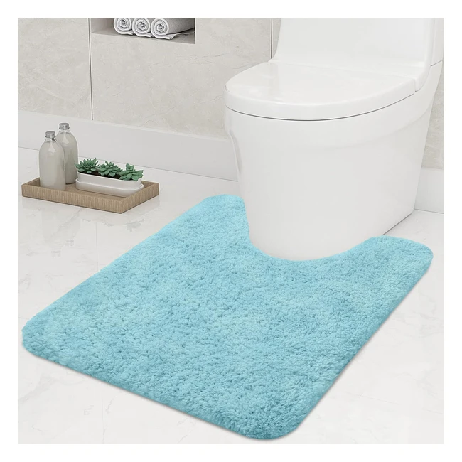 Smiry U-Shape Toilet Mat | Extra Soft Pedestal Mat | Absorbent Microfiber | 50 x 60 cm | Spa Blue