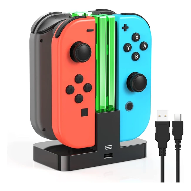Fyoung Switch Charger for Nintendo Switch OLED - Charging Dock for Joy Con with LED Light Bar