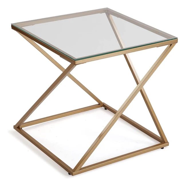 Table d'appoint Versa Trento - Moderne - 51x51x51 cm - Verre et Métal - Couleur Or