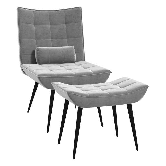 Homcom Relaxsessel mit Hocker Lounge Sessel mit Fußablage TV Sessel mit Samtbezug Esszimmerstuhl für Wohnzimmer Grau 69 x 85 x 97 cm