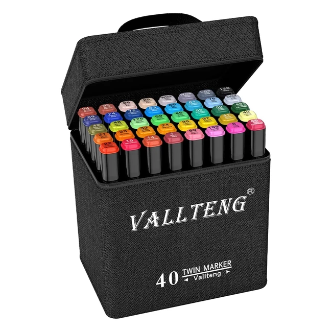 Vallteng 40 Colors Graphic Marker Pen Art Sketch Twin Marker Pen - Permanent Graffiti Coloring Pens