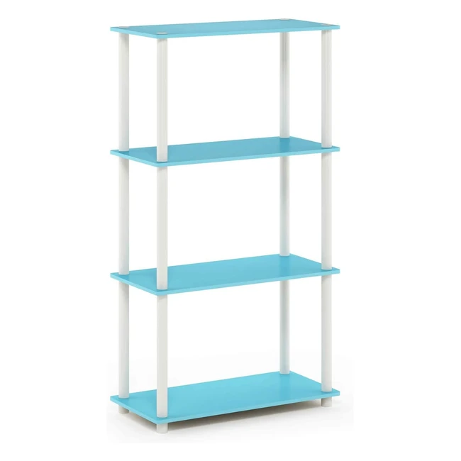 Furinno Turnntube 4-Tier Shelf Display Rack Light Blue/White - Stylish, Durable, Space-saving