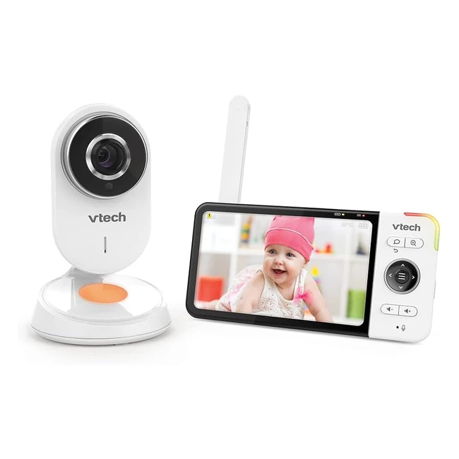 Vtech BM818 Babyphone Vidéo Wide View HD - Écran 5 Ultra Plat HD - Veilleuse et Berceuses 720p