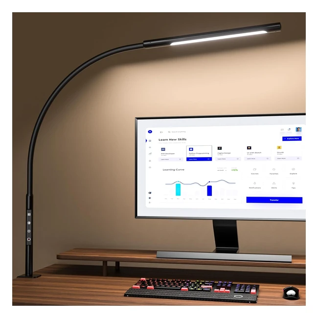 Eyocean Desk Lamp LED 12W Swing Arm Lamp with Clamp - High Brightness, Adjustable Color Temperature, Touch Control
