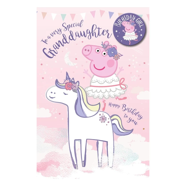 Peppa Pig Granddaughter Birthday Card - Official Badge Included - #1 Granddaughter