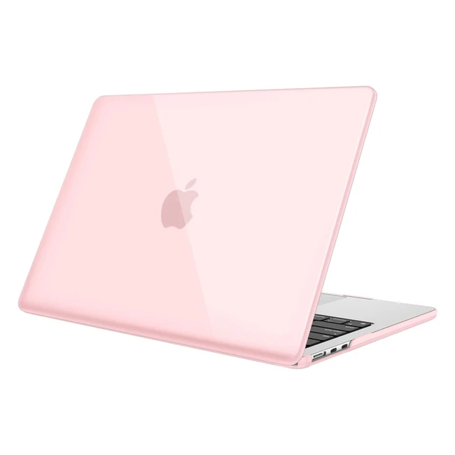 Coque MacBook Air 13.6 pouces M3 M2 2022-2024 - Fintie A3113 A2681 - Coque rigide fine en plastique - Housse de protection rose cristallin