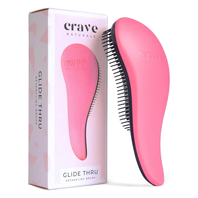 Crave Naturals Glide Detangler Hair Brush - Perfect Tangle Teezer for Curly & Straight Hair - Wet or Dry - Pink