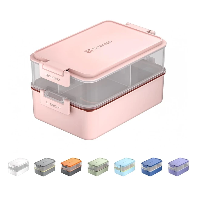 Linoroso Bento Lunch Box Boite Repas Adulte 3 Compartiment Micro-Ondable Rose