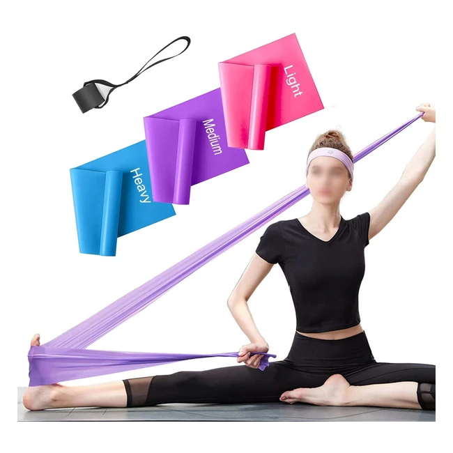 Professional Latex Resistance Bands Set 3 Pack - Home Gym Exercise Physical Therapy Yoga Pilates Rehab Blue Purple Pink