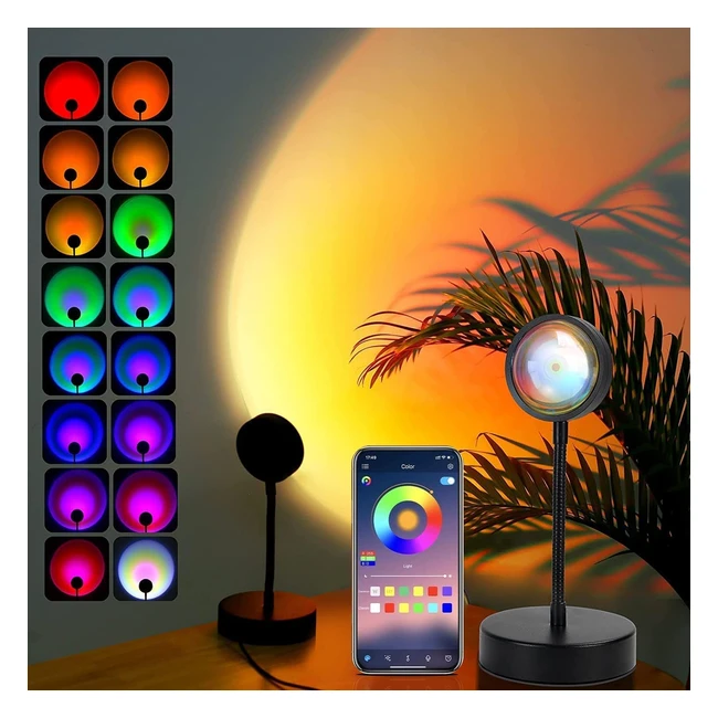 Quigo Sunset Lamp LED Lights RGB 16 Colors 360 Adjustable HD Crystal Lens Ener