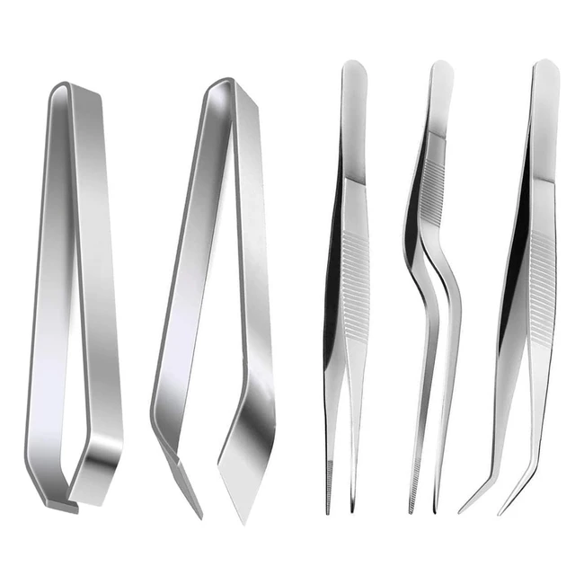 Set 5 Pinze Cucina Acciaio Inox Professionali - Zitfri - Pinza Pesce Spine Lische - 5 Dimensioni