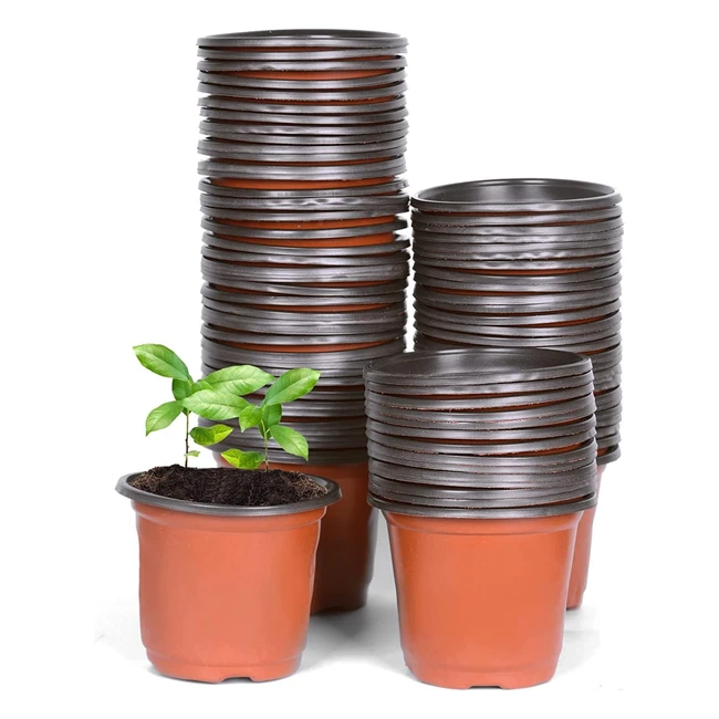 Cymax 100 Pack 10cm Plants Nursery Pots - Reusable Plastic Flower Containers - Succulents, Herbs, Vegetables, Seedlings