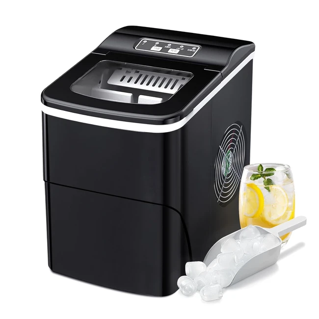 rwflame Ice Maker Machine Countertop 26 lbs Ice in 24 hrs Self-Cleaning Black