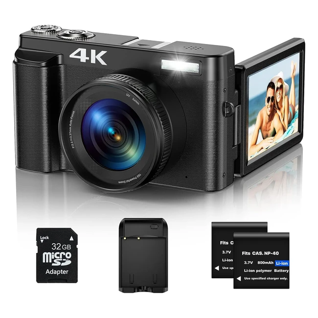 Appareil photo numérique 4K 48MP autofocus vidéo avec carte 32G 27