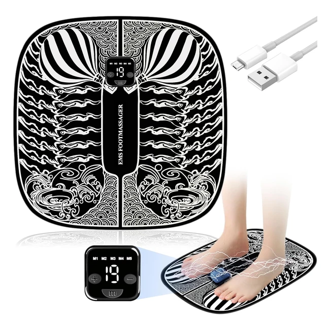 Masajeador de Pies Eléctrico 6 Modos 19 Niveles Intensidad - Foot Massager EMS USB Recargable