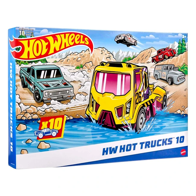 Hot Wheels Trucks 10-Pack - Modern & Retro Models - Gift for Kids HMK46