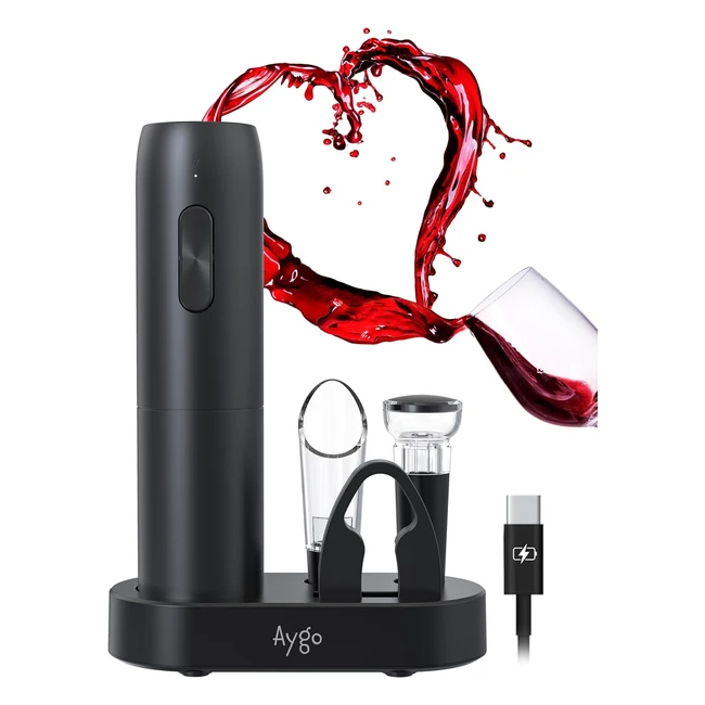 Aygo Cavatappi Elettrico Ricaricabile 5 in 1 - Wine Opener USB - Idea Regalo Uomini