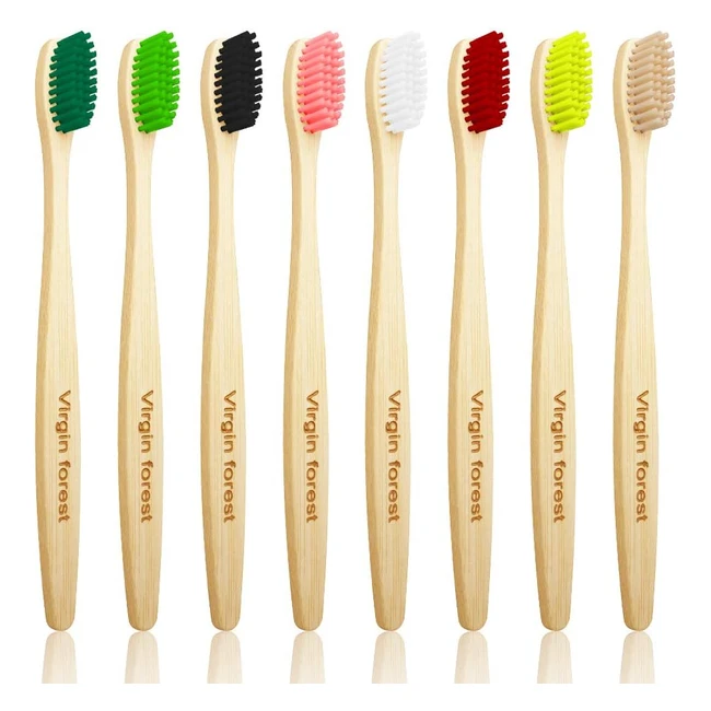 Bamboo Toothbrush Set of 8 | Eco Friendly Vegan | Organic Charcoal | Medium Firm Bristles