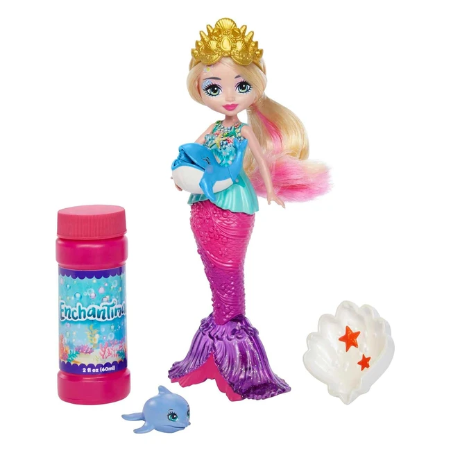 Enchantimals HFT24 Mermaid Bubbles 18 cm mit Delfin Tierfigur - Tolles Spielzeug