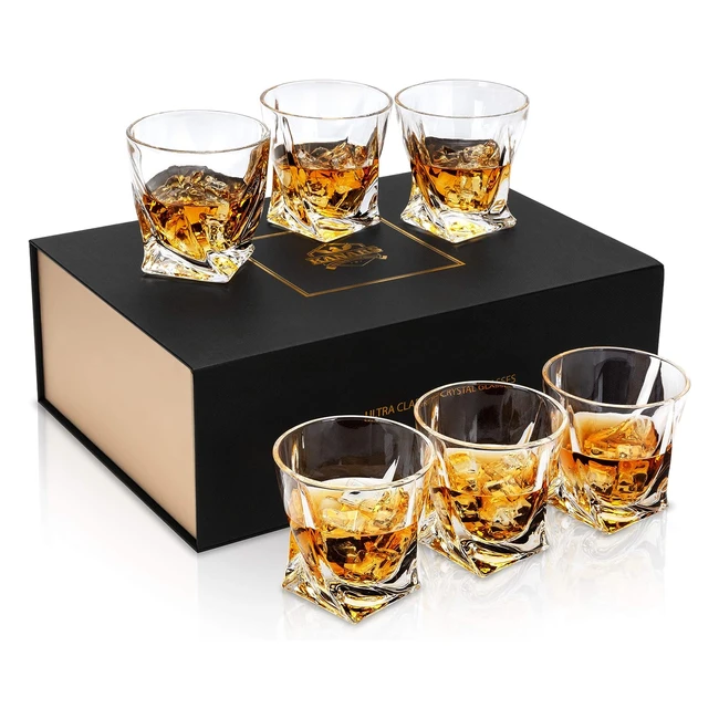 Kanars Verre Whisky en Cristal 300ml Lot de 6 - Belle Boîte Cadeau