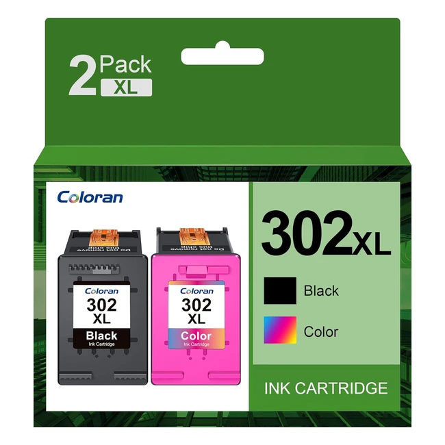 302XL Ink Cartridges Remanufactured for HP 302 - Officejet 3830 3831 3832 - Deskjet 1110 2130 3630 - Envy 4520 4522 - 2Pack Black Color