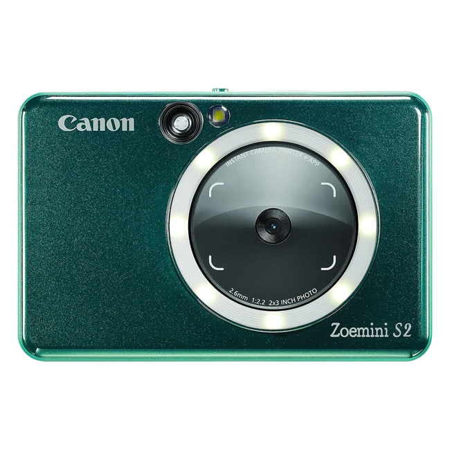 Cámara Canon Zoemini S2 - Impresión Instantánea - Papel Fotográfico 10 Hojas - Zink ZP2030 - MicroSD 256GB - Bluetooth - Fotos 5x7.6cm - Batería 3 Modos - Azul Turquesa
