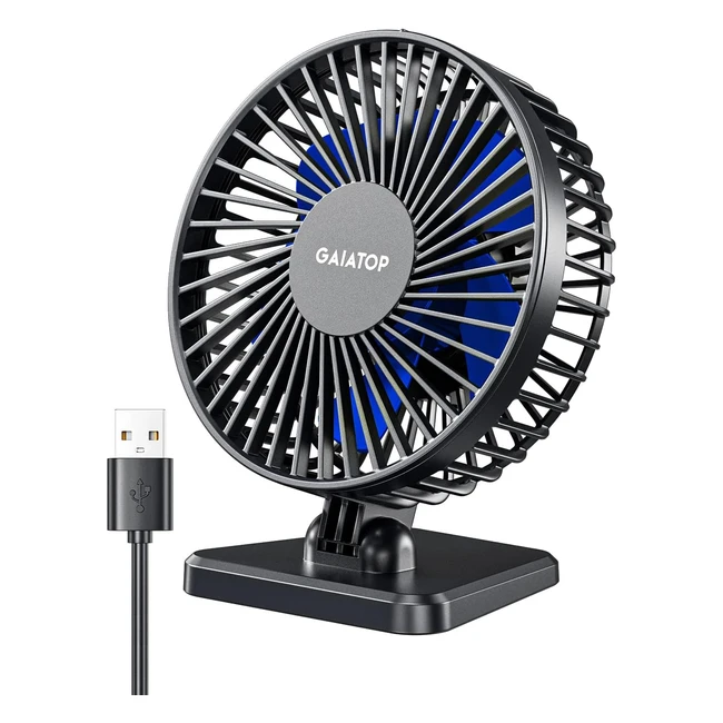 Gaiatop USB Desk Fan Small Powerful Portable Quiet 3 Speeds Wind Adjustment Mini