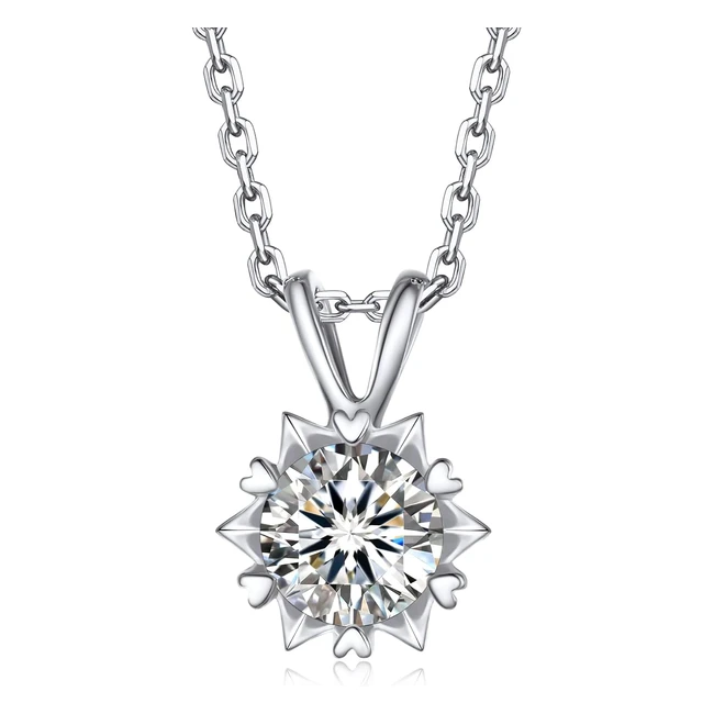 Momentwish Moissanite Diamond Necklace 12 Carat Sterling Silver - Sparkling Solitaire Snowflake Dancing Pendant
