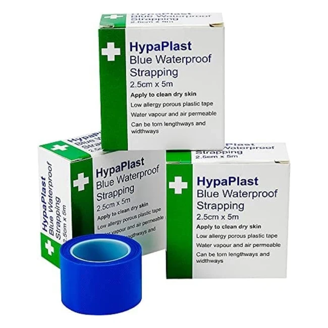 Hypaplast Blue Waterproof First Aid Tape 25cm x 5m - Pack of 3 Rolls