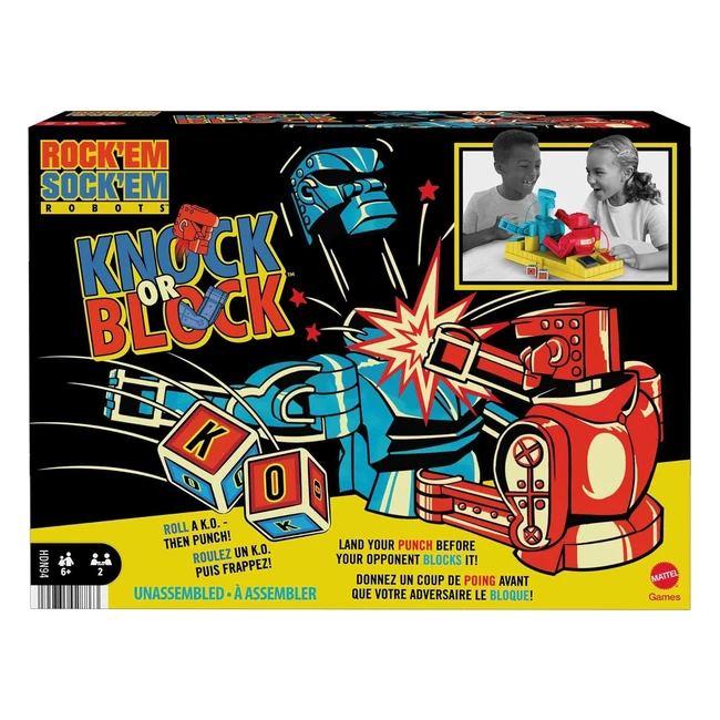 Mattel Games HDN94 Rock Em Sock Em Boxkampfspiel mit Red Rocker und Blue Bomber